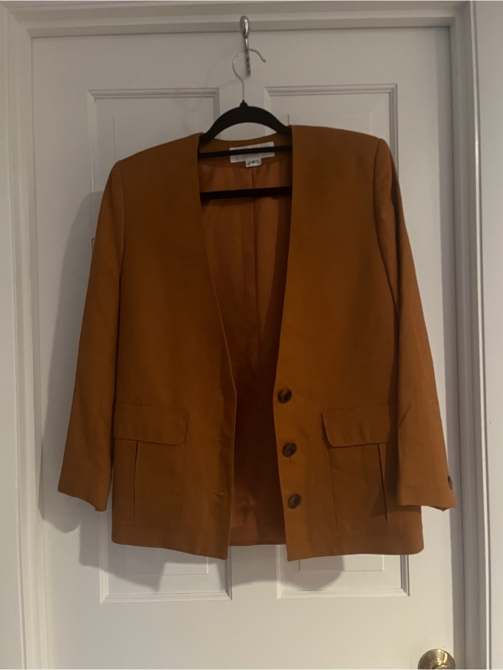 Jones New York Bronze Collarless Blazer and Skirt Suit in linen rayon fabric 2P